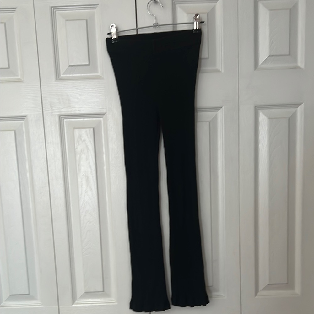 Black Ribbed Flared Pants